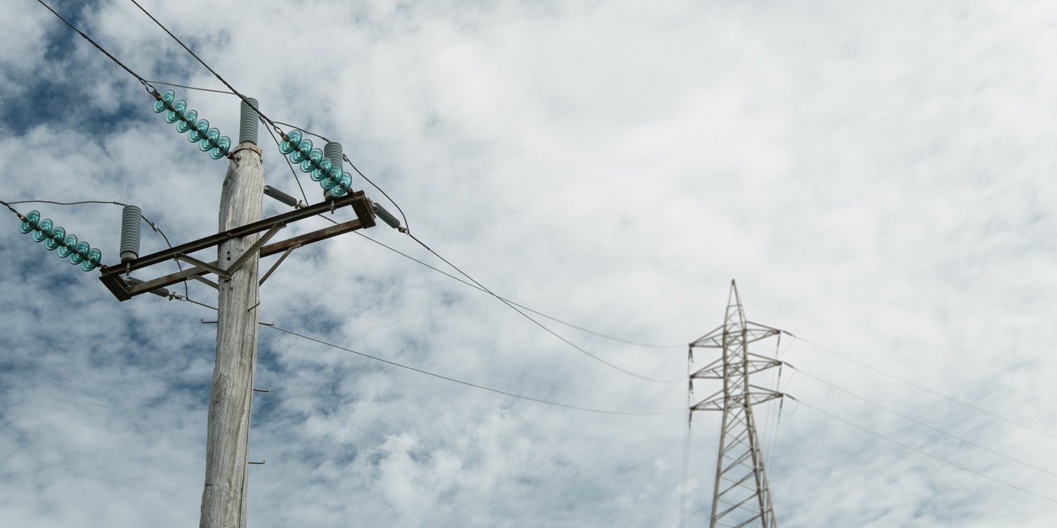 A powerline connecting to a large transmission line
