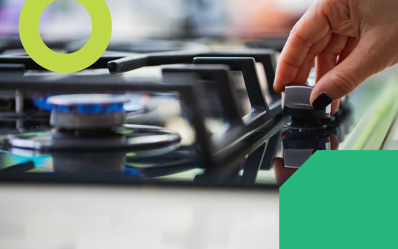 A gas stove being ignited